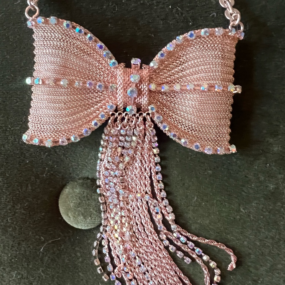 Betsy Johnson rose gold bowtie necklace